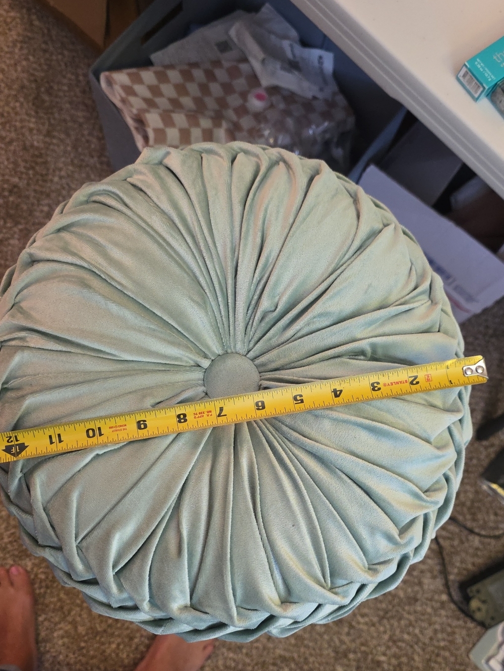 Round Tufted Decorative Pillow in Light Seafoam Green - Home Accents - Picture 5 of 5